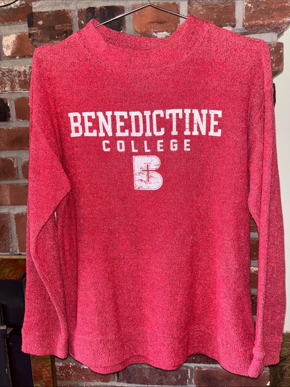 Women's Oversized Benedictine College Red Crewneck Sweatshirt
